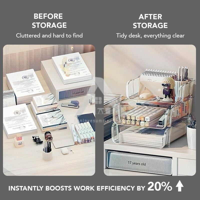 【𝗔𝗦𝗛】Transparent Stackable Multi-Layer Desktop Storage Rack Office Home Stationery & Cosmetics Organizer 透明堆叠多层桌面收纳架