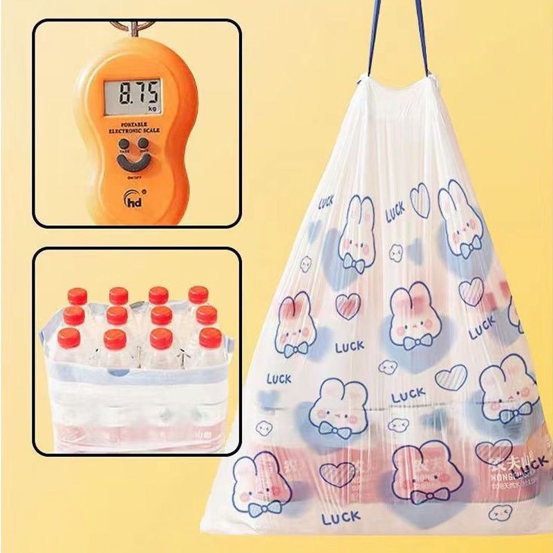 【𝗔𝗦𝗛】25/50pcs Super value🔥 Garbage bags with Rope Easy Pull Drawstring Lasting Cleaning Household Trash Bags Dustbin