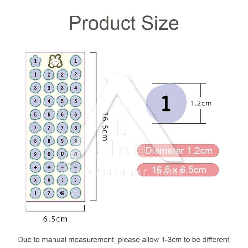 【𝗔𝗦𝗛】【1 Set 12pcs】Numbering Sticker Round Shape Cute Alphabet label DIY Scrapbook Planner Kids Books 字母数字标签贴纸