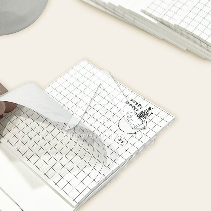 【𝗔𝗦𝗛】Sticky Note 80 Sheets/set Korean Girl B&W Horizon Line/Grid/Blank (1 Pack 4 Design)韩国女孩黑白便利贴
