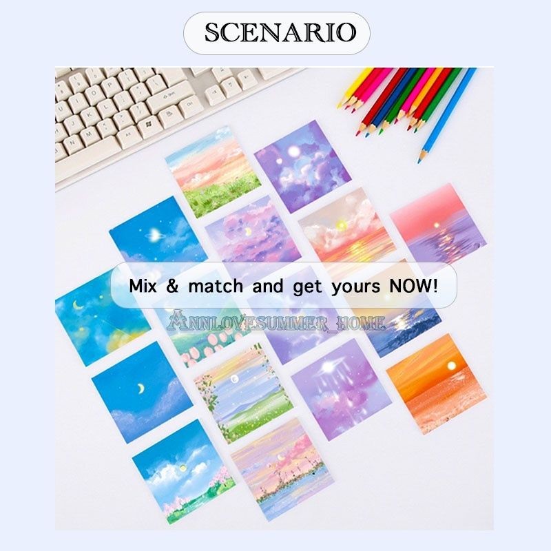 【𝗔𝗦𝗛】Sky Theme 🌥 80 Sheet Sticky Notes Sticker Marker Memo Notepad Stationery notes notebook Cute Student stationery 便利贴