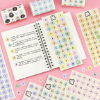 【𝗔𝗦𝗛】【1 Set 12pcs】Numbering Sticker Round Shape Cute Alphabet label DIY Scrapbook Planner Kids Books 字母数字标签贴纸