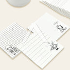 【𝗔𝗦𝗛】Sticky Note 80 Sheets/set Korean Girl B&W Horizon Line/Grid/Blank (1 Pack 4 Design)韩国女孩黑白便利贴