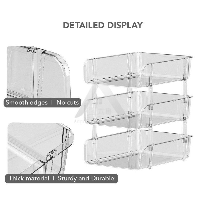 【𝗔𝗦𝗛】Transparent Stackable Multi-Layer Desktop Storage Rack Office Home Stationery & Cosmetics Organizer 透明堆叠多层桌面收纳架