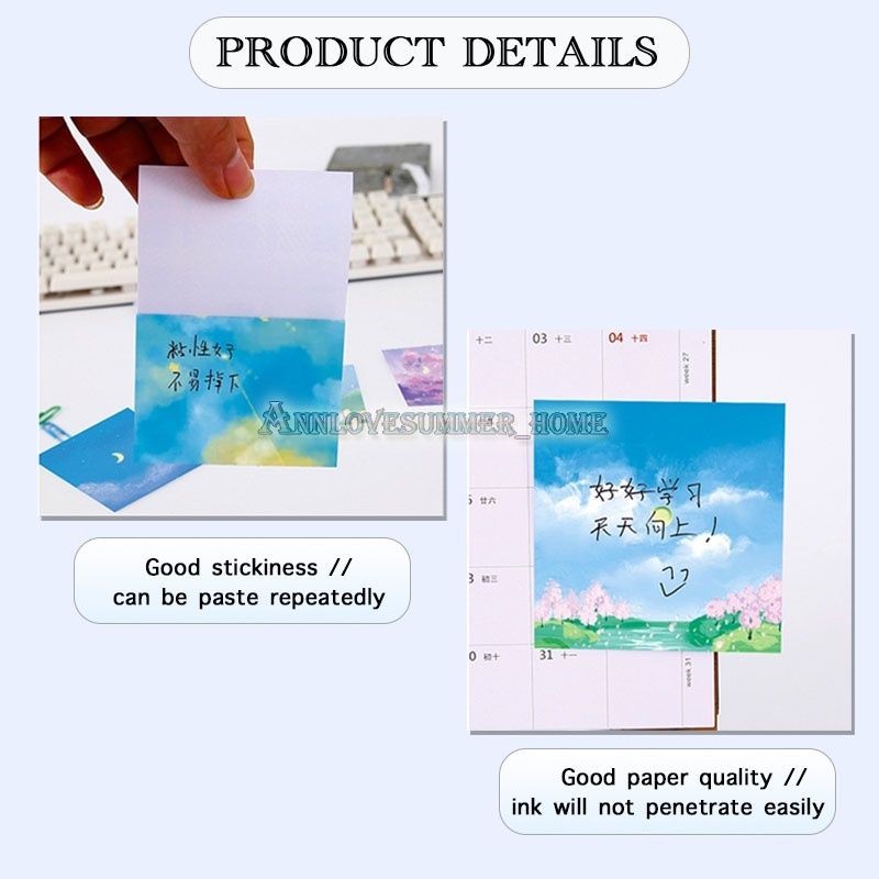 【𝗔𝗦𝗛】Sky Theme 🌥 80 Sheet Sticky Notes Sticker Marker Memo Notepad Stationery notes notebook Cute Student stationery 便利贴