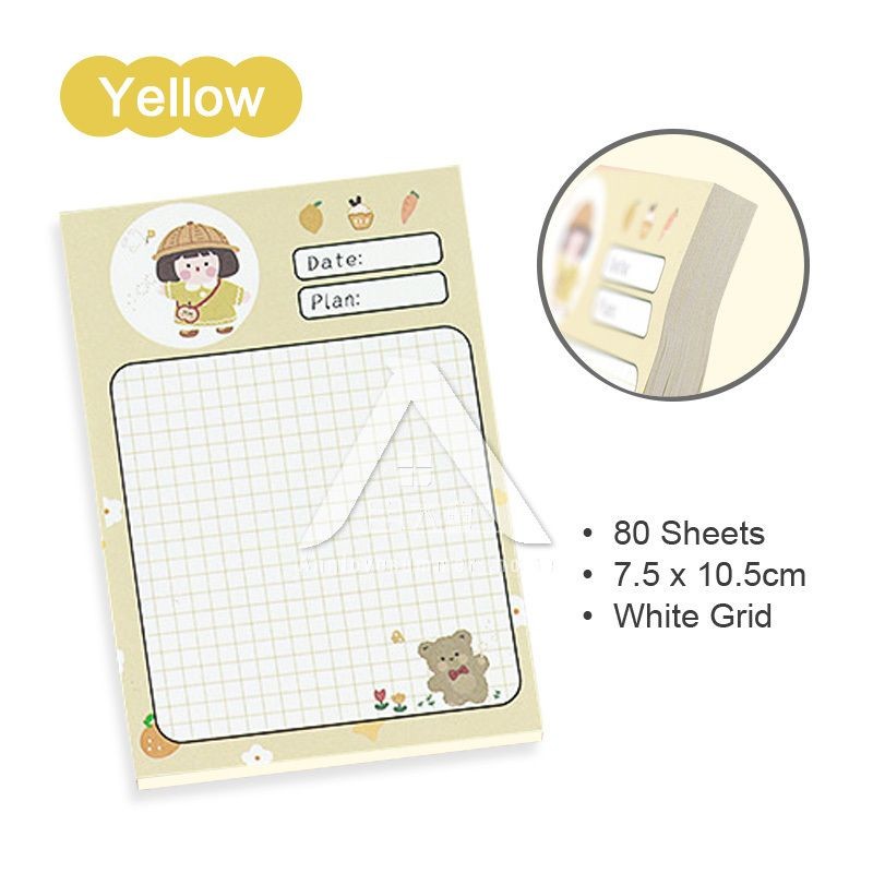 【𝗔𝗦𝗛】80 Sheets Cute Girl 👧🏻 Cheap Sticky Memo Pad Colourful Student Pen Stationery Portable Journal Diary 可爱女孩迷你便利贴