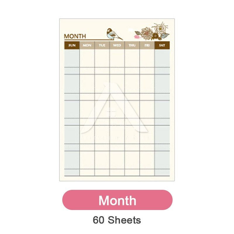 【𝗔𝗦𝗛】60 Sheets Personal Schedule Timetable Memo Pad Sticky Daily, Weekly, Monthly To Do List日程表计划本