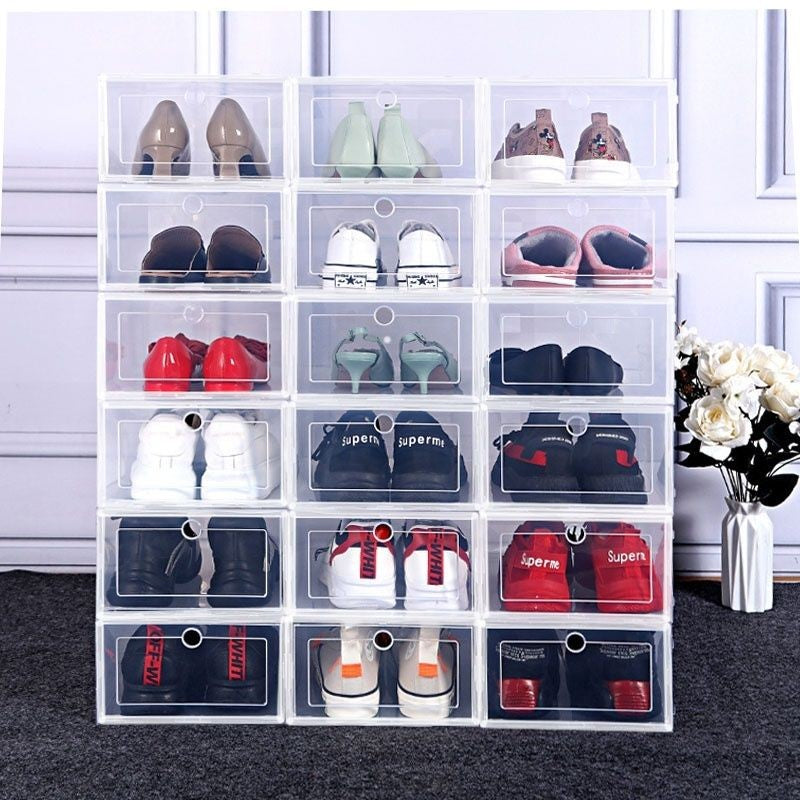 【𝗔𝗦𝗛】【Ready Stock❗️】PP Transparent | Translucence Plastic Shoe Box Stackable | Foldable Shoe Box | Shoe Organizer 折叠收纳鞋盒