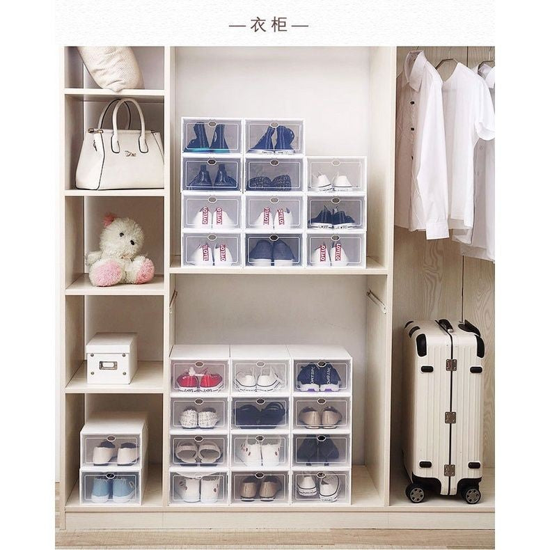 【𝗔𝗦𝗛】【Ready Stock❗️】PP Transparent | Translucence Plastic Shoe Box Stackable | Foldable Shoe Box | Shoe Organizer 折叠收纳鞋盒