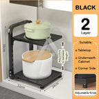 【𝗔𝗦𝗛】2-4 Tiers Adjustable Pot and Pan Rack Organizer Rak Bawah Sinki Kitchen Pot Storage 厨房收纳