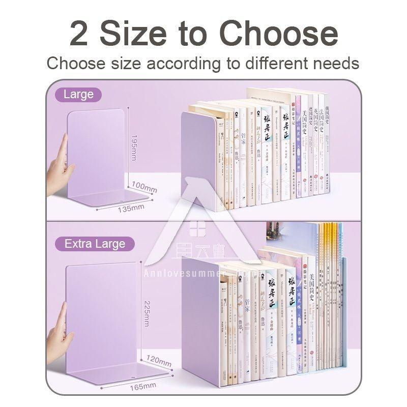 【𝗔𝗦𝗛】【2 pcs 1 set】Muji Metal Bookends Heavy-Duty Shelves Home Office Book Shelf Organization Penjaga Buku Logam简约金属书挡板