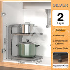 【𝗔𝗦𝗛】2-4 Tiers Adjustable Pot and Pan Rack Organizer Rak Bawah Sinki Kitchen Pot Storage 厨房收纳