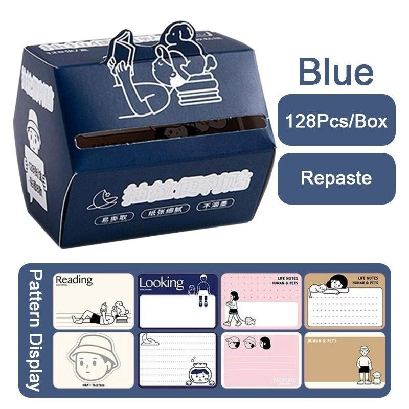 【𝗔𝗦𝗛】Pull-out Sticky Note 128Pcs/Box Student Stationery Cartoon Message Note Memo Word Notes Bookmark 抽拉式便利贴