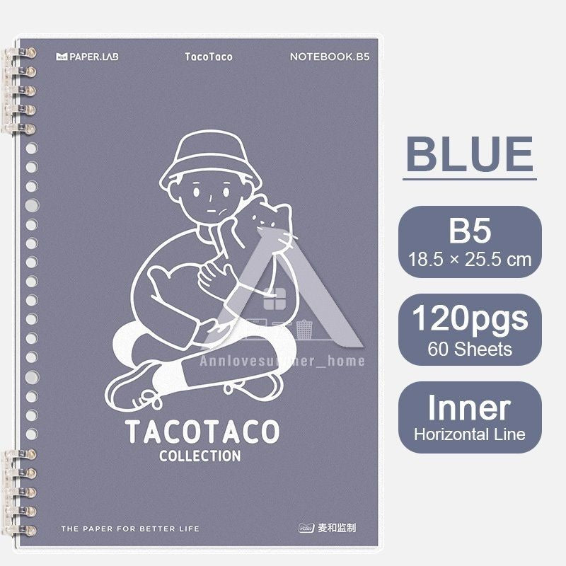 【𝗔𝗦𝗛】120 Pages B5 Notebook Planner Bullet Journal Student Notebook Diary Refillable Cover Loose Leaf 活页笔记本B5