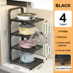 【𝗔𝗦𝗛】2-4 Tiers Adjustable Pot and Pan Rack Organizer Rak Bawah Sinki Kitchen Pot Storage 厨房收纳