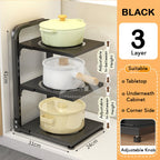 【𝗔𝗦𝗛】2-4 Tiers Adjustable Pot and Pan Rack Organizer Rak Bawah Sinki Kitchen Pot Storage 厨房收纳