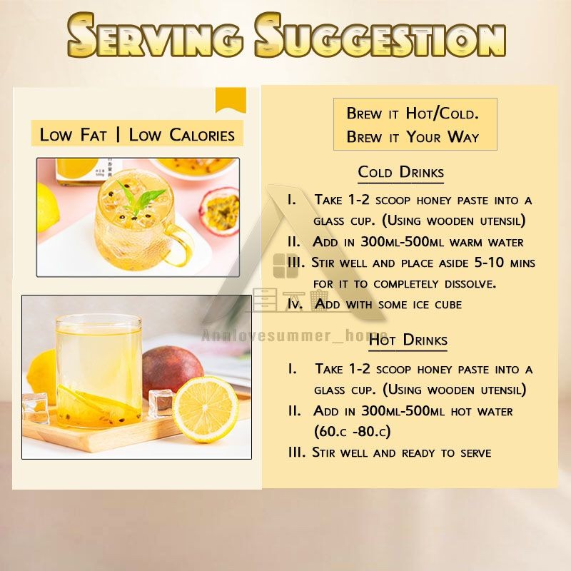 【𝗔𝗦𝗛】【16th JULY 2027❗️】100% PURE HONEY LEMON PASSION FRUITS🍯🍋 PASTE HONEY TEA 纯蜂蜜柠檬百香果膏