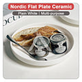 【𝗔𝗦𝗛】Nordic Flat Plate Ceramic Collection Dinner Plate Tableware Kitchenware 北欧白陶瓷碟 Pinggan Bulat Seramik