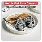 【𝗔𝗦𝗛】Nordic Flat Plate Ceramic Collection Dinner Plate Tableware Kitchenware 北欧白陶瓷碟 Pinggan Bulat Seramik