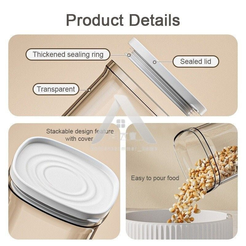 【𝗔𝗦𝗛】READY STOCK Premium Airtight Food Container Kedap Udara | Vacuum Seal Stackable Clear 密封食品罐