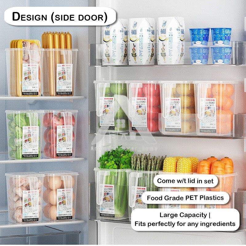 【𝗔𝗦𝗛】Plastics Fridge Storage with Handle