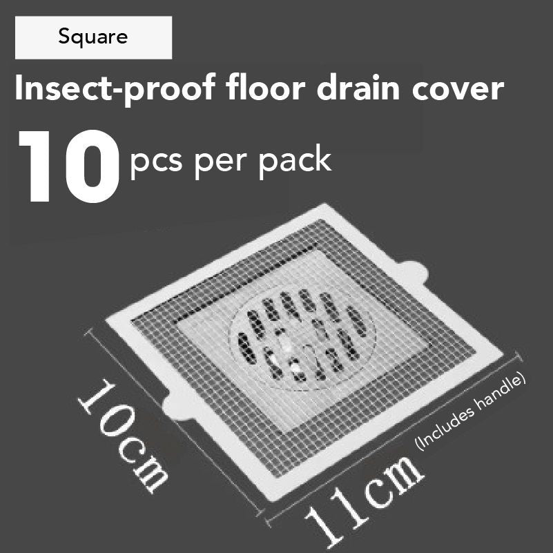 【𝗔𝗦𝗛】（10pcs 1 pack）Disposable Floor Drain Covers Bathroom Hair Filter Mesh with Grid Pattern - Insect and Clog Preventio