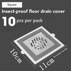 【𝗔𝗦𝗛】（10pcs 1 pack）Disposable Floor Drain Covers Bathroom Hair Filter Mesh with Grid Pattern - Insect and Clog Preventio