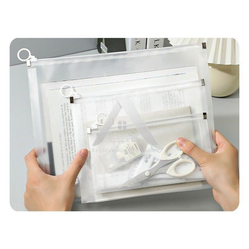 【𝗔𝗦𝗛】A4| A5| B6 （3 Bundle）Muji Matte Transparent Ring Zipper Student Cheap File Bag Supplies Waterproof Stationery 文具袋