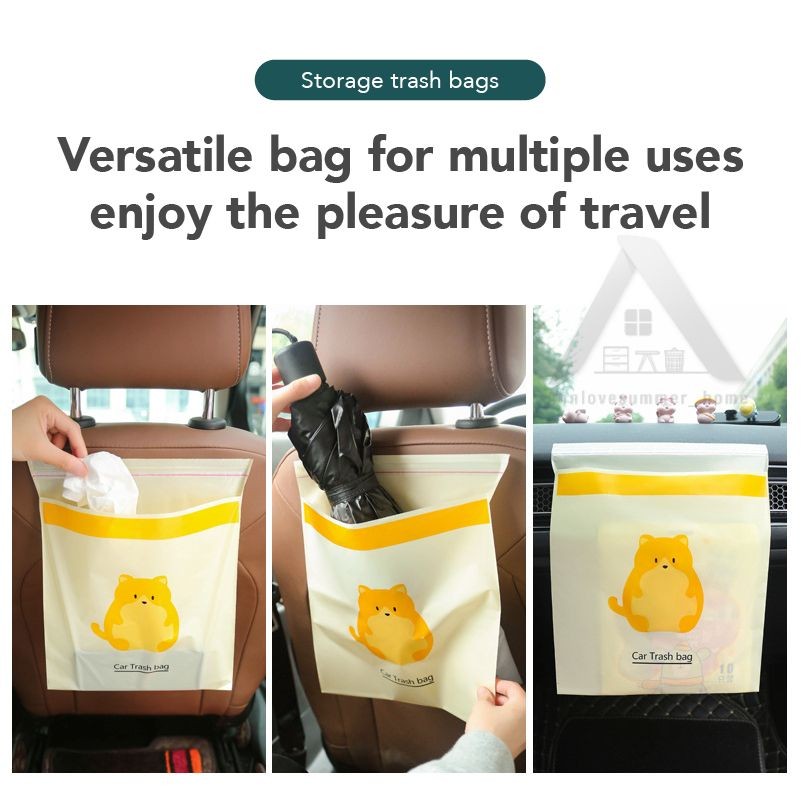【𝗔𝗦𝗛】Thick（15pcs/pack）Disposable Car Trash Bag Rubbish Stick Portable Plastic Storage Bag  Sticky Type Garbage Bag 车载垃圾袋