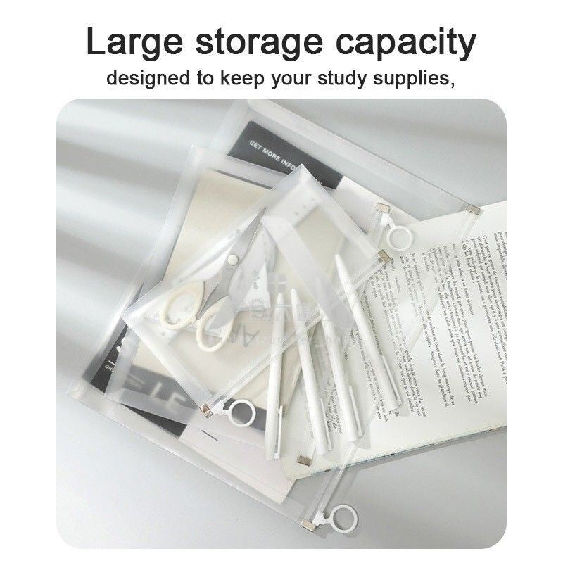 【𝗔𝗦𝗛】A4| A5| B6 （3 Bundle）Muji Matte Transparent Ring Zipper Student Cheap File Bag Supplies Waterproof Stationery 文具袋