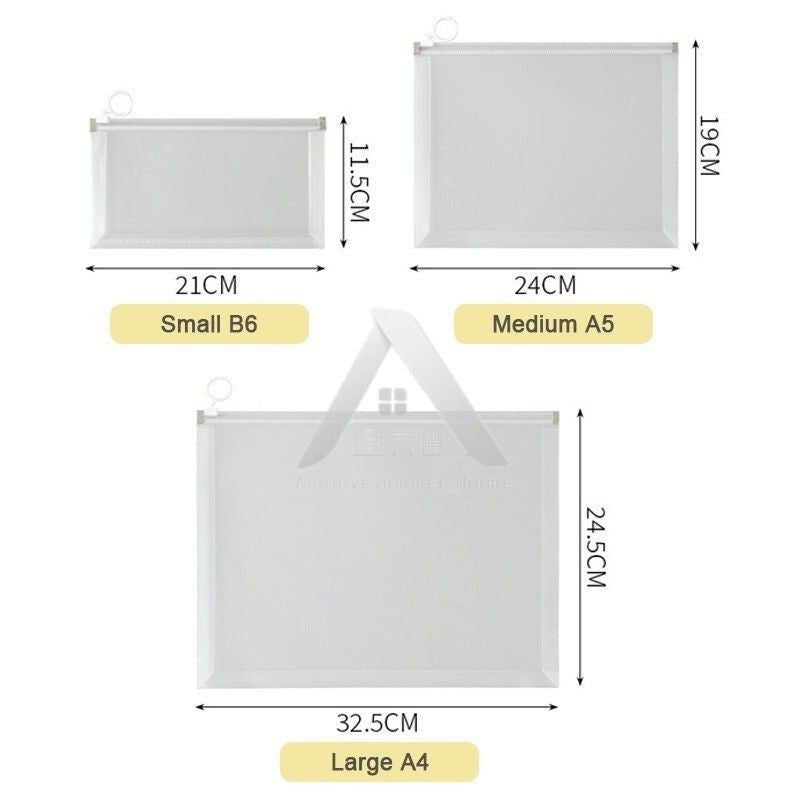 【𝗔𝗦𝗛】A4| A5| B6 （3 Bundle）Muji Matte Transparent Ring Zipper Student Cheap File Bag Supplies Waterproof Stationery 文具袋