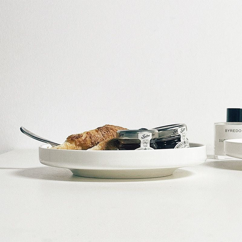 【𝗔𝗦𝗛】Nordic Flat Plate Ceramic Collection Dinner Plate Tableware Kitchenware 北欧白陶瓷碟 Pinggan Bulat Seramik