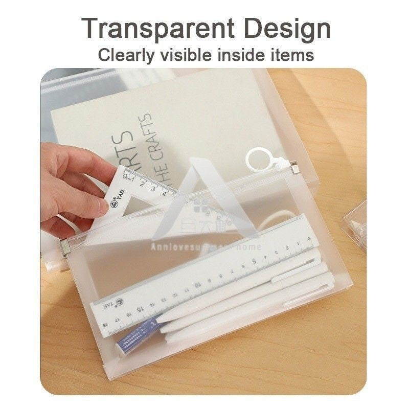 【𝗔𝗦𝗛】A4| A5| B6 （3 Bundle）Muji Matte Transparent Ring Zipper Student Cheap File Bag Supplies Waterproof Stationery 文具袋