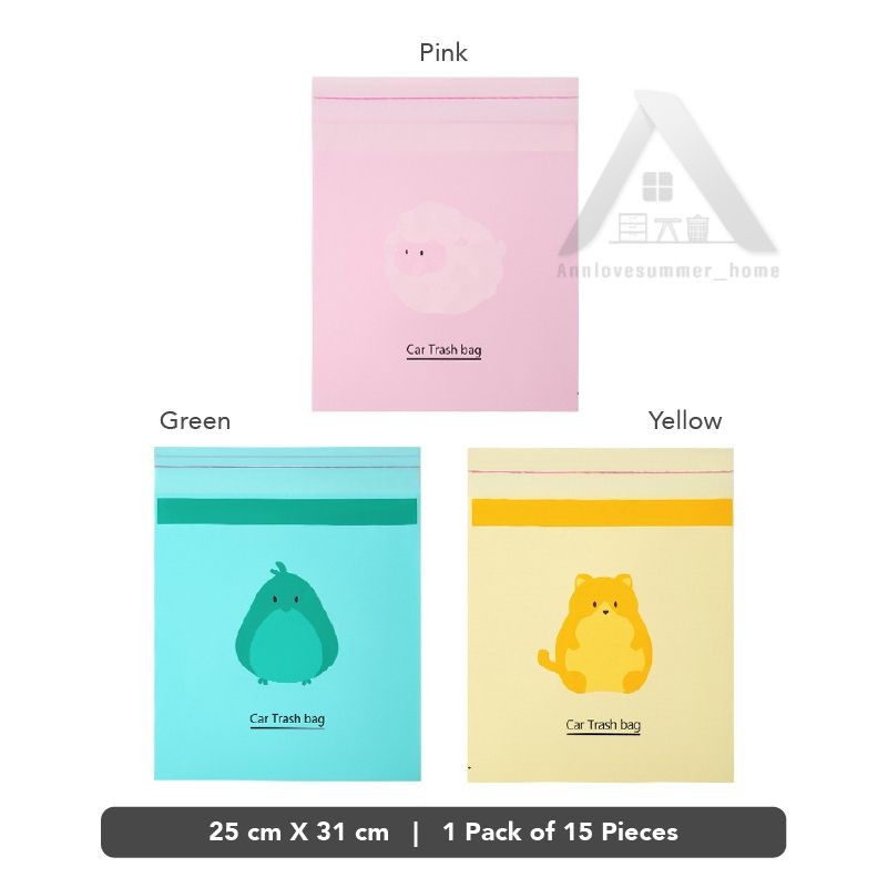 【𝗔𝗦𝗛】Thick（15pcs/pack）Disposable Car Trash Bag Rubbish Stick Portable Plastic Storage Bag  Sticky Type Garbage Bag 车载垃圾袋