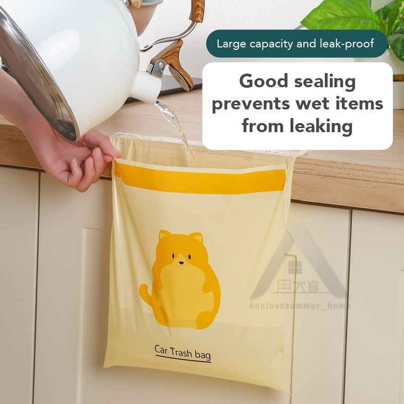 【𝗔𝗦𝗛】Thick（15pcs/pack）Disposable Car Trash Bag Rubbish Stick Portable Plastic Storage Bag  Sticky Type Garbage Bag 车载垃圾袋