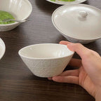 【𝗔𝗦𝗛】Embossed Ceramic Bowl with Lid French Style Dinner Bowl法式浮雕陶瓷碗