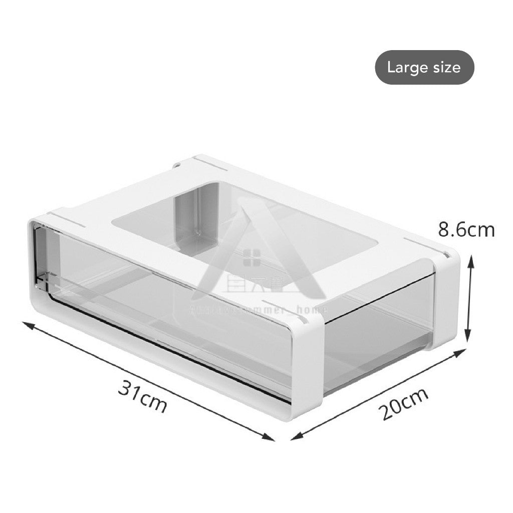 【𝗔𝗦𝗛】Under-Desk Drawer Storage Box Dormitory Stationery Organizer Office Desk Hidden Storage Box Makeup Organizer Box