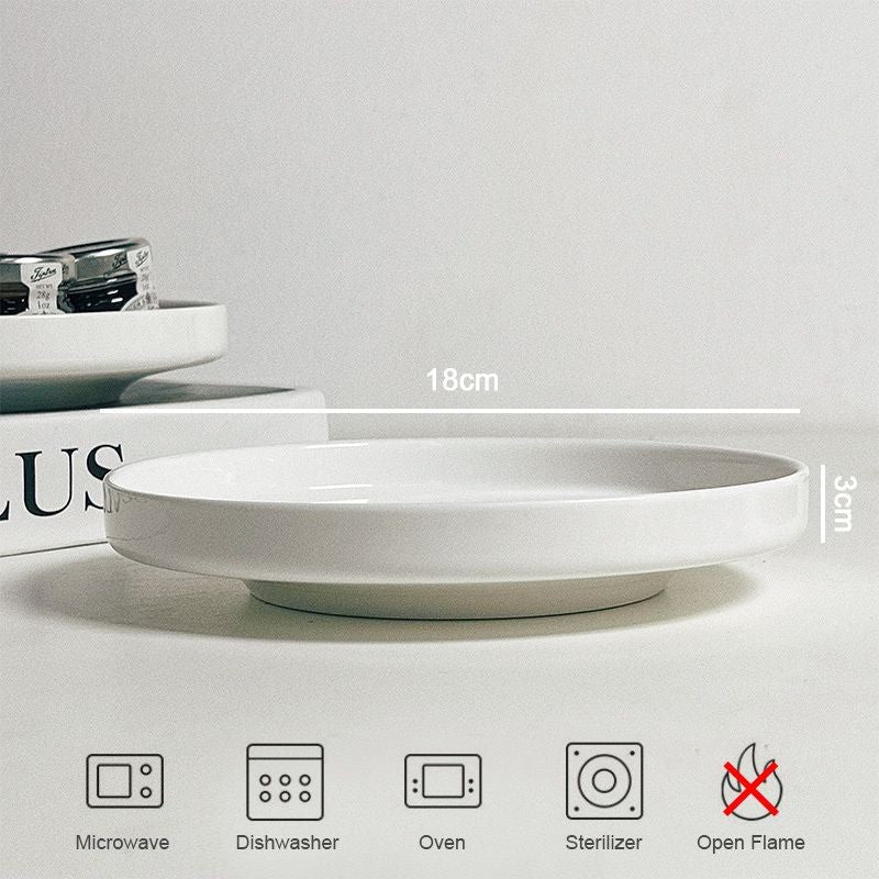 【𝗔𝗦𝗛】Nordic Flat Plate Ceramic Collection Dinner Plate Tableware Kitchenware 北欧白陶瓷碟 Pinggan Bulat Seramik