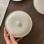 【𝗔𝗦𝗛】Embossed Ceramic Bowl with Lid French Style Dinner Bowl法式浮雕陶瓷碗