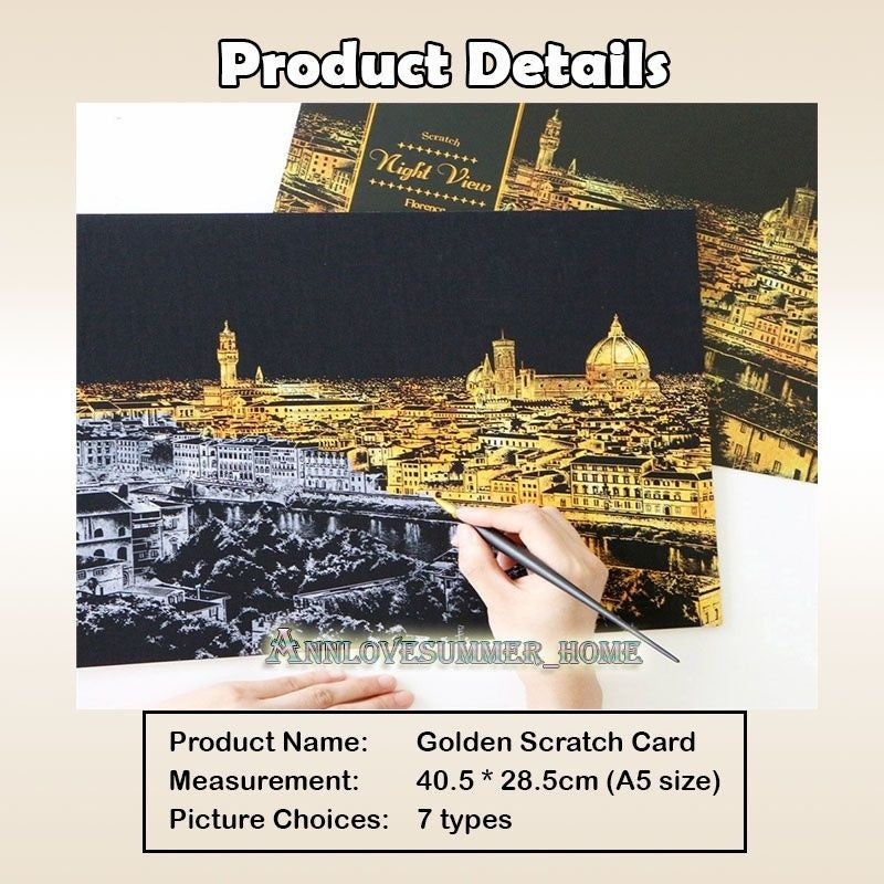 【𝗔𝗦𝗛】【BUY 2 FREE PEN】A3 Art Scratch Card (Gold)