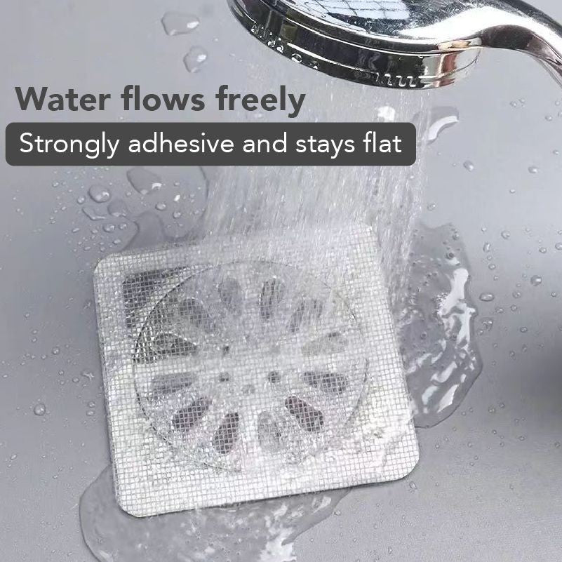 【𝗔𝗦𝗛】（10pcs 1 pack）Disposable Floor Drain Covers Bathroom Hair Filter Mesh with Grid Pattern - Insect and Clog Preventio