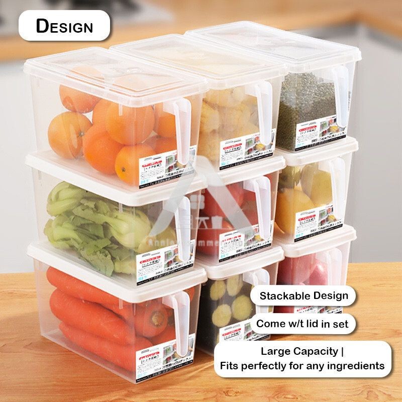 【𝗔𝗦𝗛】Plastics Fridge Storage with Handle