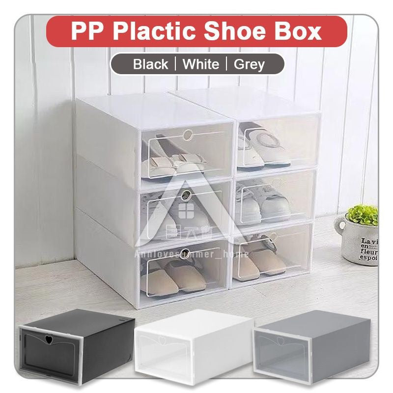 【𝗔𝗦𝗛】Harder Soft PP Shoe Storage Box Plastic Stackable Rack Foldable Organizer Box Penyimpan Kotak Rak Kasut Lipat 收纳鞋盒