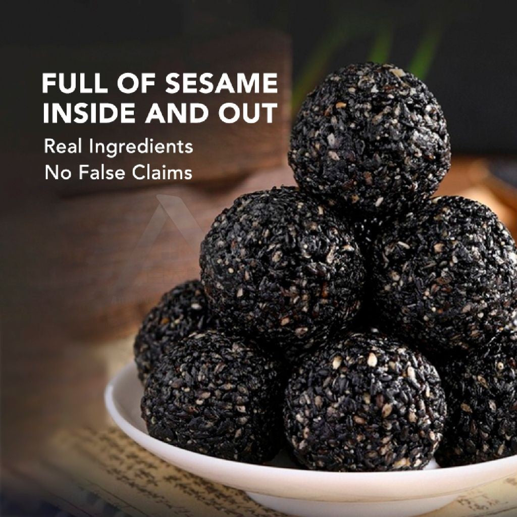 【𝗔𝗦𝗛】（Sugar-Free❗️NEW）Honey Black Sesame Rice Bean Balls Traditional Recipe Pure Natural healthy Snacks 200g健康黑发无糖纯天然黑芝麻