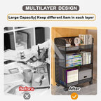 【𝗔𝗦𝗛】【Large Capacity🔥】2/3 LAYER UNDER TABLE BOOK STATIONERY MESH RACK 📚Multipurpose Shelf Shelve Rack Rak Besi 桌下书本大容量收纳