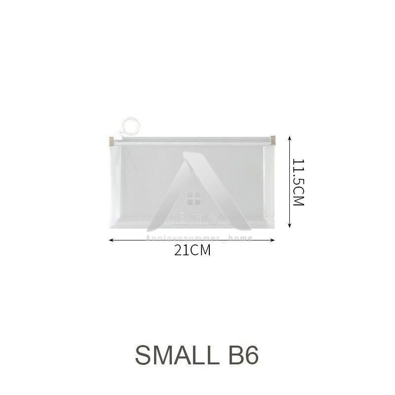 【𝗔𝗦𝗛】A4| A5| B6 （3 Bundle）Muji Matte Transparent Ring Zipper Student Cheap File Bag Supplies Waterproof Stationery 文具袋