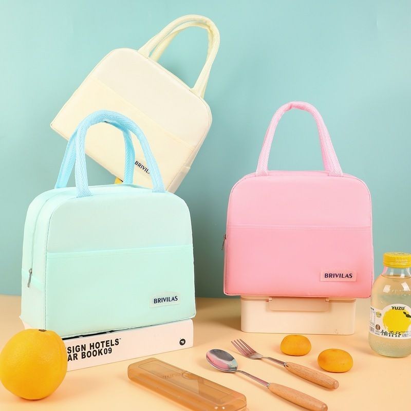 【𝗔𝗦𝗛】Candy Color Lunch Bag Portable Lunch Box Bag Lunch Bag Cartoon Lunch Bag for Kids and Adults 保温袋