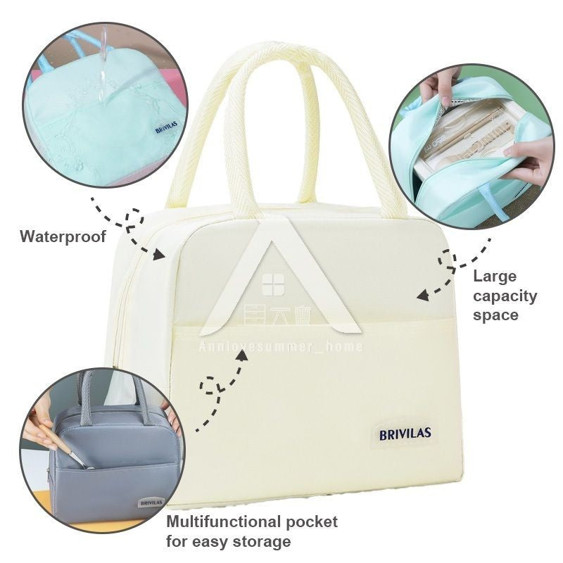 【𝗔𝗦𝗛】Candy Color Lunch Bag Portable Lunch Box Bag Lunch Bag Cartoon Lunch Bag for Kids and Adults 保温袋