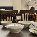 【𝗔𝗦𝗛】Embossed Ceramic Bowl with Lid French Style Dinner Bowl法式浮雕陶瓷碗