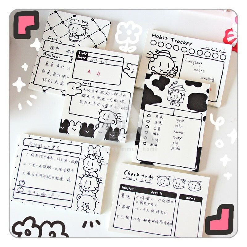 【𝗔𝗦𝗛】50 Sheets Memo Pad📔Mini Notepad Bookmark Stationery Portable Journal Diary Buku Nota Comel迷你笔记本